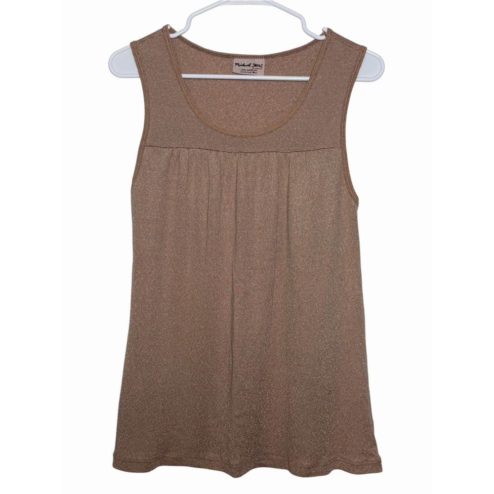 Vintage Michael Stars One Size Bronze Metallic Sleeveless Babydoll Tank USA